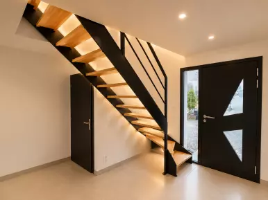 Escalier double limon métal à Béthune – Atelier Métal Design